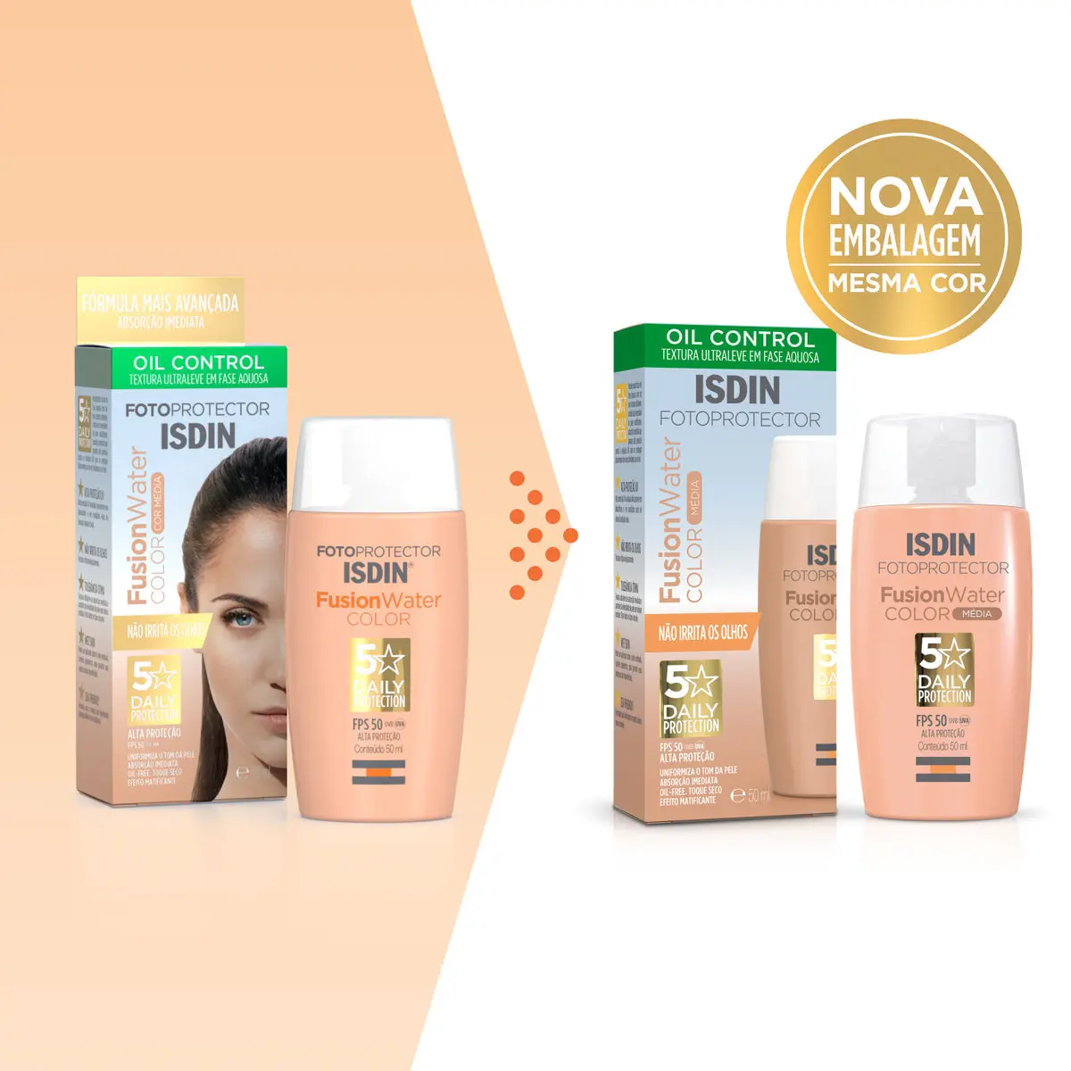 Protetor Solar Facial ISDIN Fusion Water 5 Stars Color FPS50 - Imagem 2