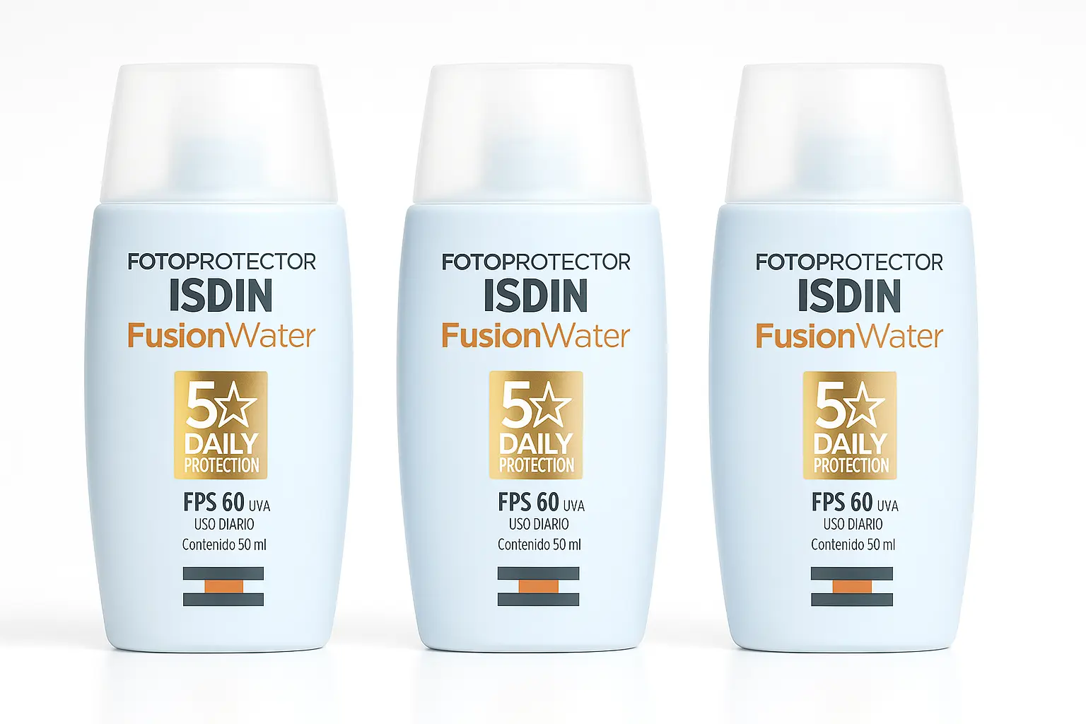 KIT 3 Protetor Solar Facial Isdin Fusion Water 5 Stars FPS 60 30 ml 30 ml